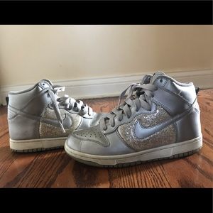 Silver sparkly high top Nikes